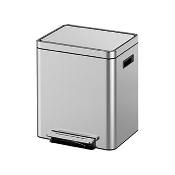 1 pc Trash Can with Lid,Stainless Steel Kitchen Trash Can with Removable Inner Bucket