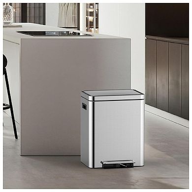 1 Pcs Trash Can with Lid,Stainless Steel Kitchen Trash Can with Removable Inner Bucket