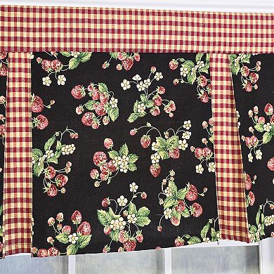 Strawberry Pleated 100% Cotton Rod Pocket Window Valance 50" x 17" Black