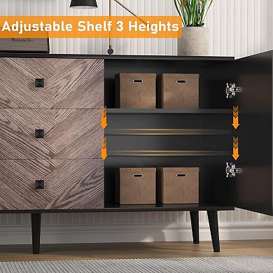 Storage Free Standing Accent Cabinet, Buffet Cabinet with Drawers, Sideboard Table with Storage