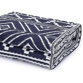 Waterproof Outdoor Rug Modern Patio Plastic Straw, Stain-Resistant Reversible RV Mat,Geometric Rug