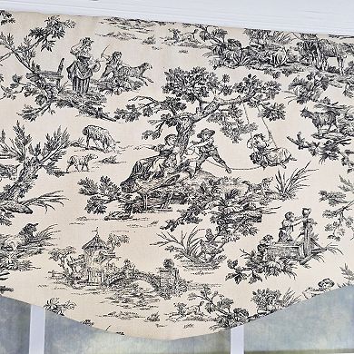 Tradition Provance 100% Cotton Rod Pocket Lined Window Valance 50" x 15" Black