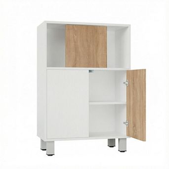 Wooden Storage Cabinet Sideboard Buffet Cabinet with Sliding Doors and Adjustable Shelves