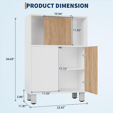 Wooden Storage Cabinet Sideboard Buffet Cabinet with Sliding Doors and Adjustable Shelves