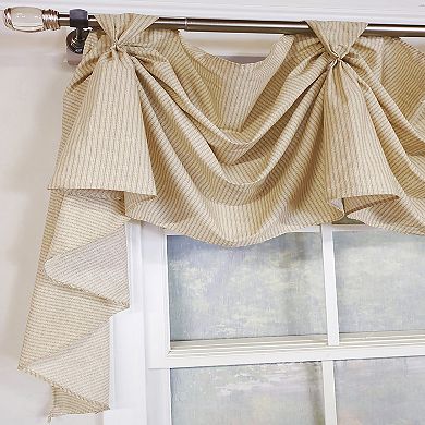 Pin Stripe 3-S Victory 100% Cotton Tab Top Swag Window Curtain 54" x 25" Natural