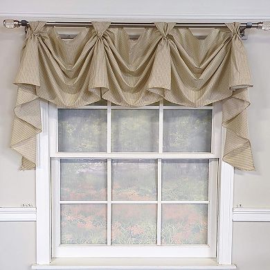 Pin Stripe 3-S Victory 100% Cotton Tab Top Swag Window Curtain 54" x 25" Natural