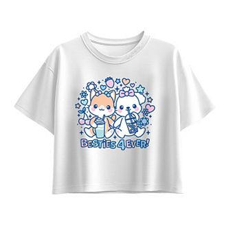 Girls 7-16 Besties 4Ever Kawaii Characters Boxy Tee