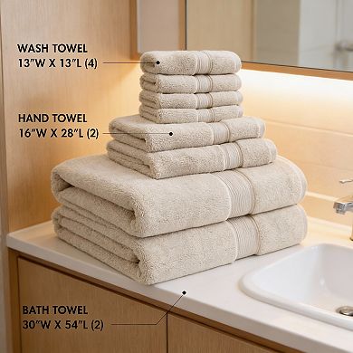 800GSM Natural Multi-Sizes Cotton Towel Set 8pc Spa Absorbent Fresh