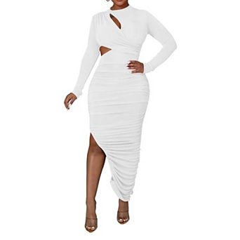 Fitted Long Sleeve Bodycon Midi Dress for Women