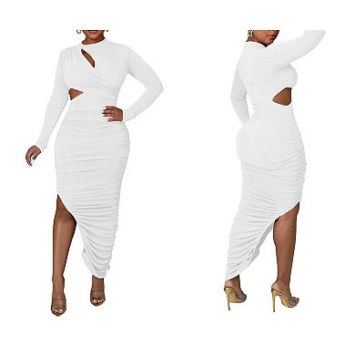Fitted Long Sleeve Bodycon Midi Dress for Women