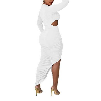 Fitted Long Sleeve Bodycon Midi Dress for Women