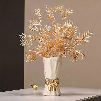 Large Bow Ceramic Vase Boho Decor Handcrafted Glazed Floral Centerpiece