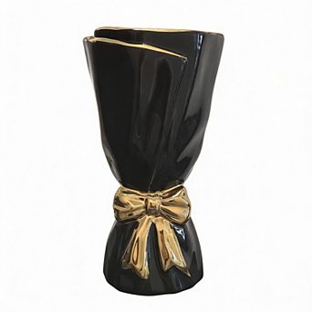 Large Bow Ceramic Vase Boho Decor Handcrafted Glazed Floral Centerpiece