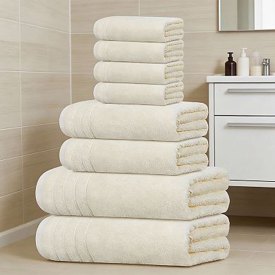Super Fine Cotton 8-Piece Towel Set Lightweight Quick-Dry