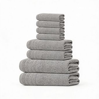 Super Fine Cotton 8 pc Towel Set Lightweight Quick-Dry
