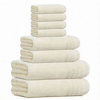 Super Fine Cotton 8 pc Towel Set Lightweight Quick-Dry