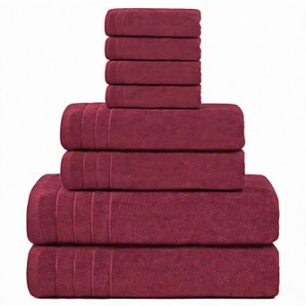 Super Fine Cotton 8 pc Towel Set Lightweight Quick-Dry
