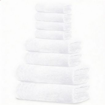 Super Fine Cotton 8 pc Towel Set Lightweight Quick-Dry