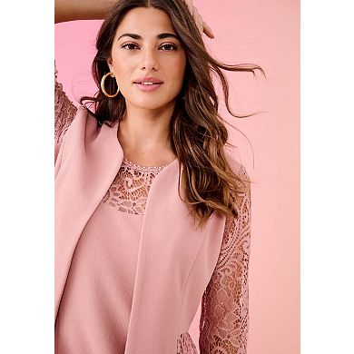 Roaman's Women's Plus Size Stretch Paisley Lace Jacket Dress