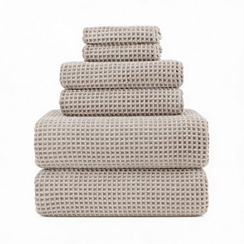 430 GSM Waffle Microfiber Towel Set Quick-Dry Li nt-Free 6 pc