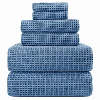 430 GSM Waffle Microfiber Towel Set Quick-Dry Li nt-Free 6 pc