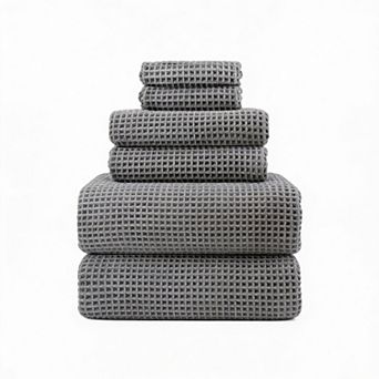 430 GSM Waffle Microfiber Towel Set Quick-Dry Li nt-Free 6 pc