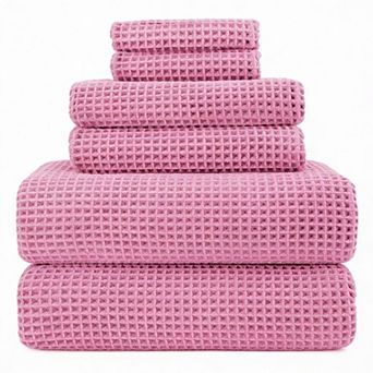 430 GSM Waffle Microfiber Towel Set Quick-Dry Li nt-Free 6 pc