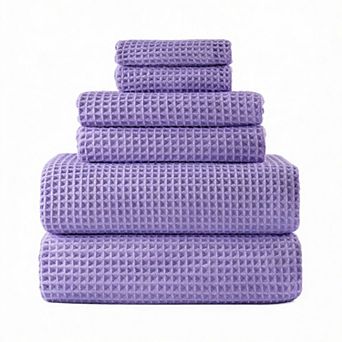 430 GSM Waffle Microfiber Towel Set Quick-Dry Li nt-Free 6 pc