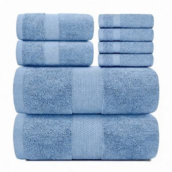 Classic 700 GSM Turkish Cotton 8 pc Towel Set Spa Soft Absorbent