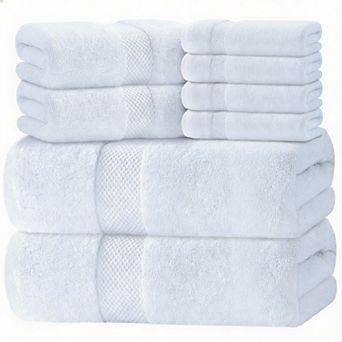 Classic 700 GSM Turkish Cotton 8 pc Towel Set Spa Soft Absorbent