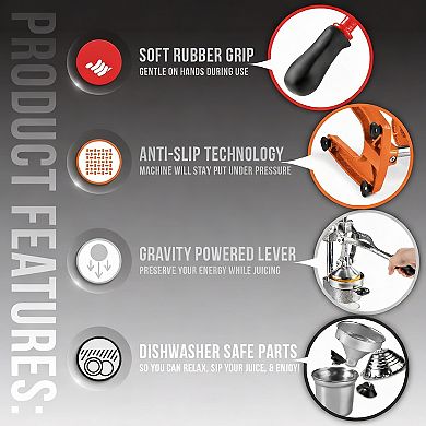 Manual Cast Iron Juicer with Lever & Steel Cup