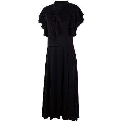 Classic Vintage 1920s Black Midi Dress for Evening