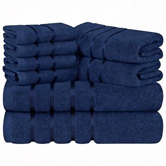 8 pc 600GSM Cotton Viscose Stripe Towel Set