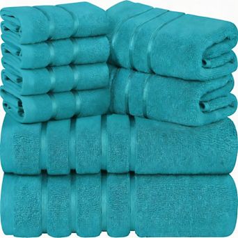 8 pc 600GSM Cotton Viscose Stripe Towel Set