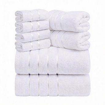 8 pc 600GSM Cotton Viscose Stripe Towel Set