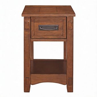 Brown Wood Chairside End Table 1 Drawer 1 Shelf