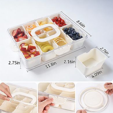 8-Compartment Dishwasher-Safe Portable Snackle Box with Lid