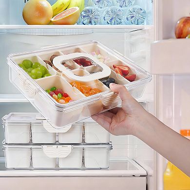 8-Compartment Dishwasher-Safe Portable Snackle Box with Lid