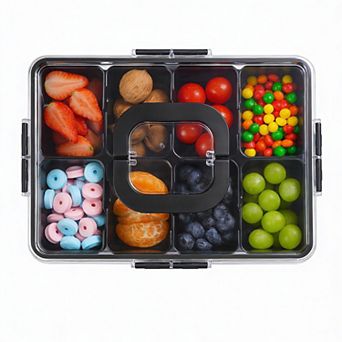 8-Compartment Dishwasher-Safe Portable Snackle Box with Lid