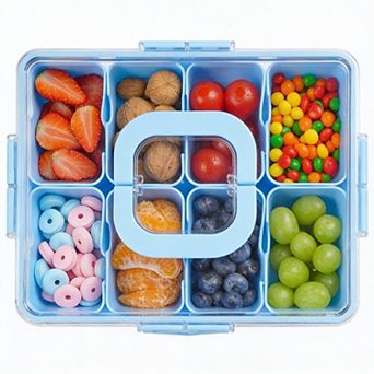 8-Compartment Dishwasher-Safe Portable Snackle Box with Lid