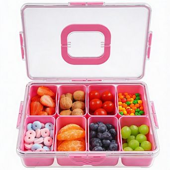 8-Compartment Dishwasher-Safe Portable Snackle Box with Lid