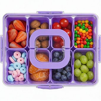 8-Compartment Dishwasher-Safe Portable Snackle Box with Lid