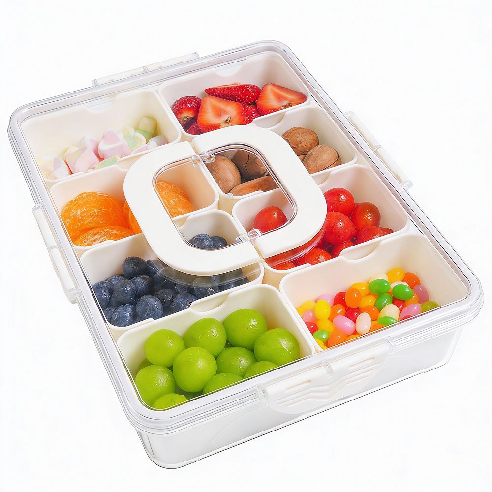 8-Compartment Dishwasher-Safe Portable Snackle Box with Lid