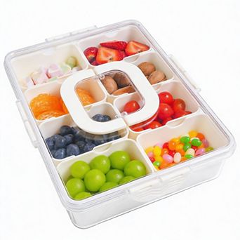 8-Compartment Dishwasher-Safe Portable Snackle Box with Lid