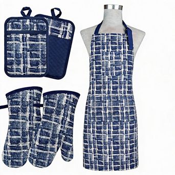 Dog Print 5 pc Heat-Resistant Mitt Potholder Apron Set