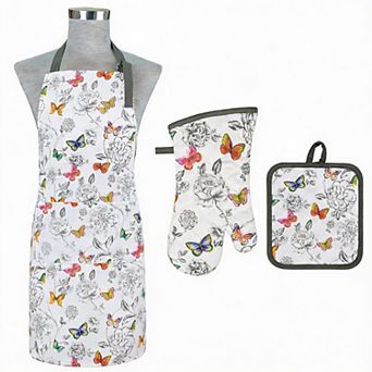 Dog Print 5 pc Heat-Resistant Mitt Potholder Apron Set