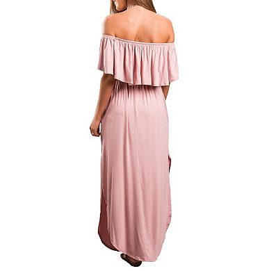 Womens Ruffle Beach Party Maxi Dress