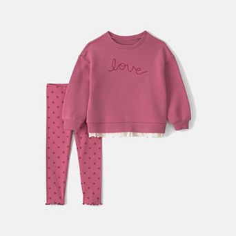 Baby Girl Carter's 2 pc 'Love' Fleece Long Sleeve Top & Pants Set