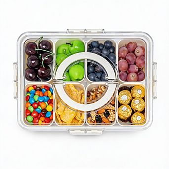 8-Compartment Airtight Snack Tray with Handle for Travel & Parties