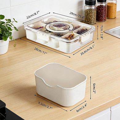 8-Compartment Airtight Snack Tray with Handle for Travel & Parties